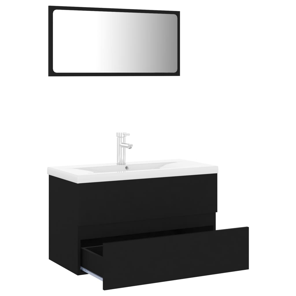 Vidaxl - Meubles de salle de bain noir bois d'ingénierie - vidaXL - Imagen 3