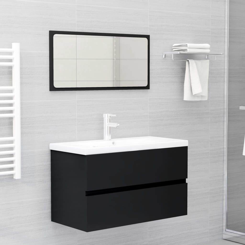 Vidaxl - Meubles de salle de bain noir bois d'ingénierie - vidaXL - Imagen 2