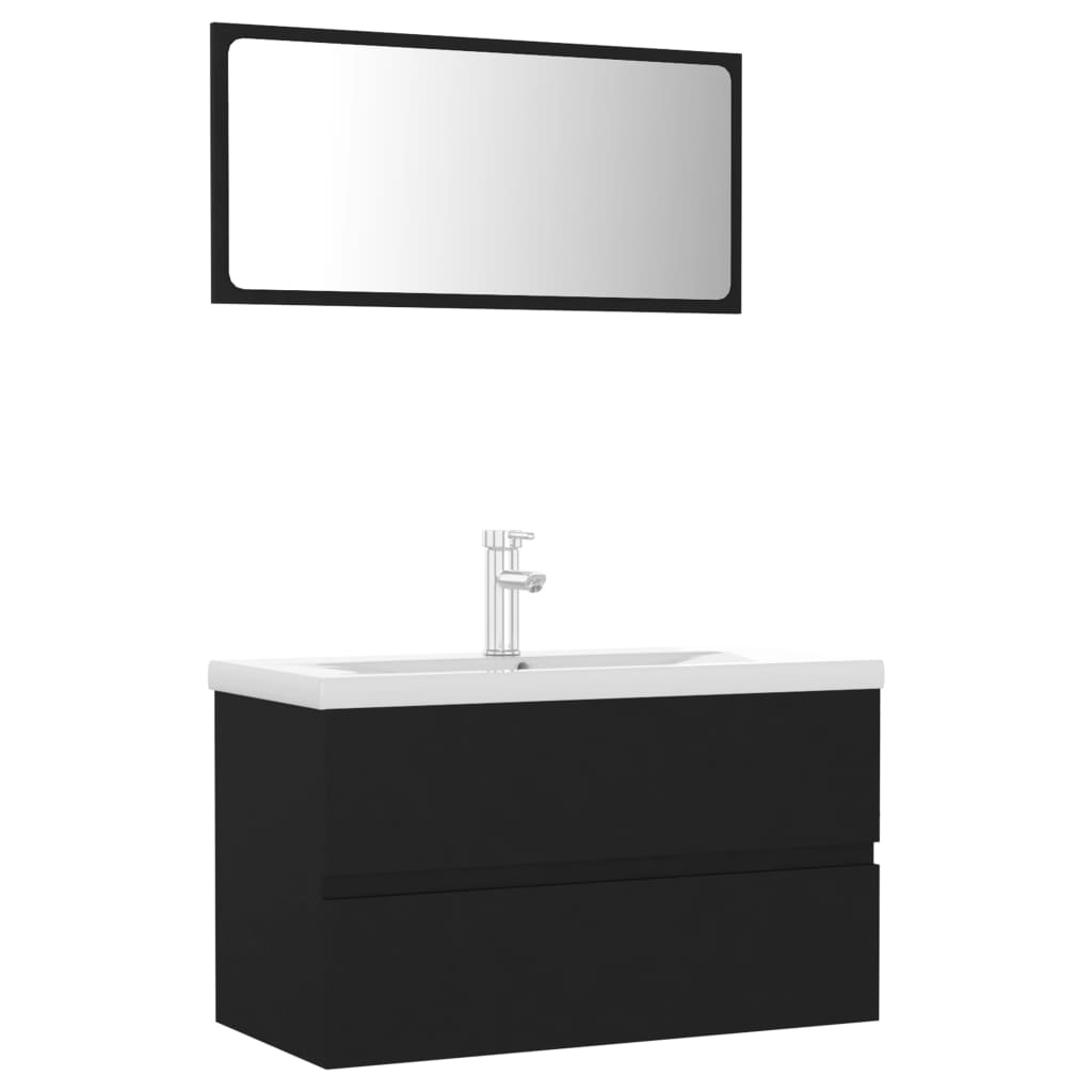 Vidaxl - Meubles de salle de bain noir bois d'ingénierie - vidaXL - Imagen 1