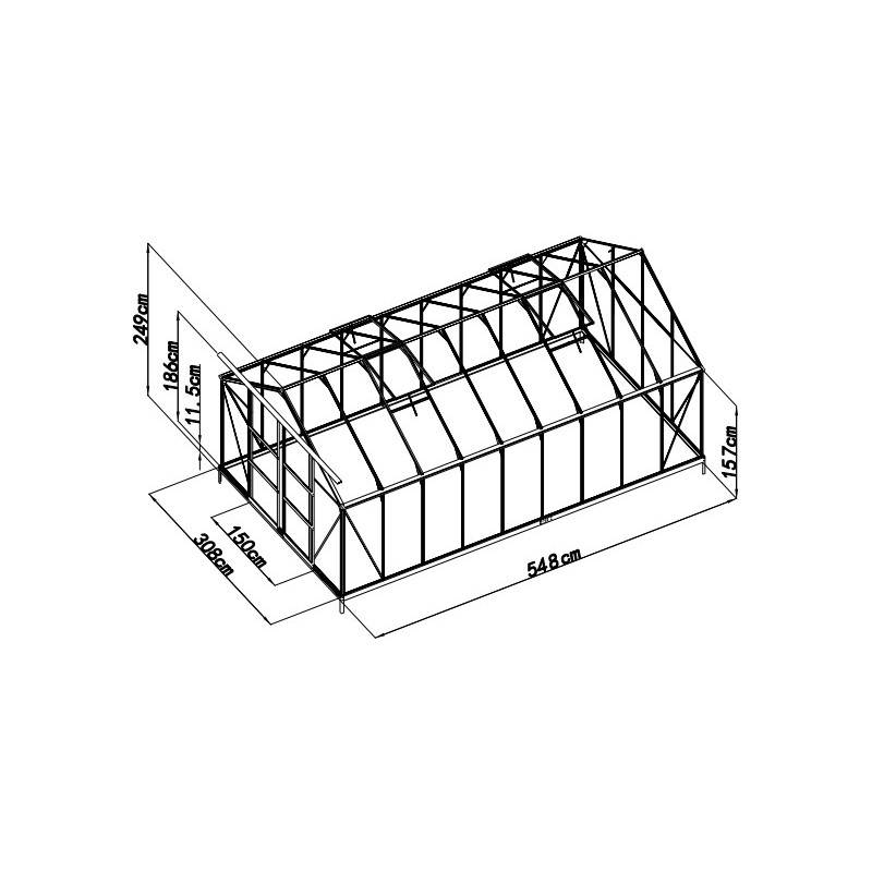 Serre de jardin 16,9 m² polycarbonate 4mm avec embase Green Protect verte - Image 5