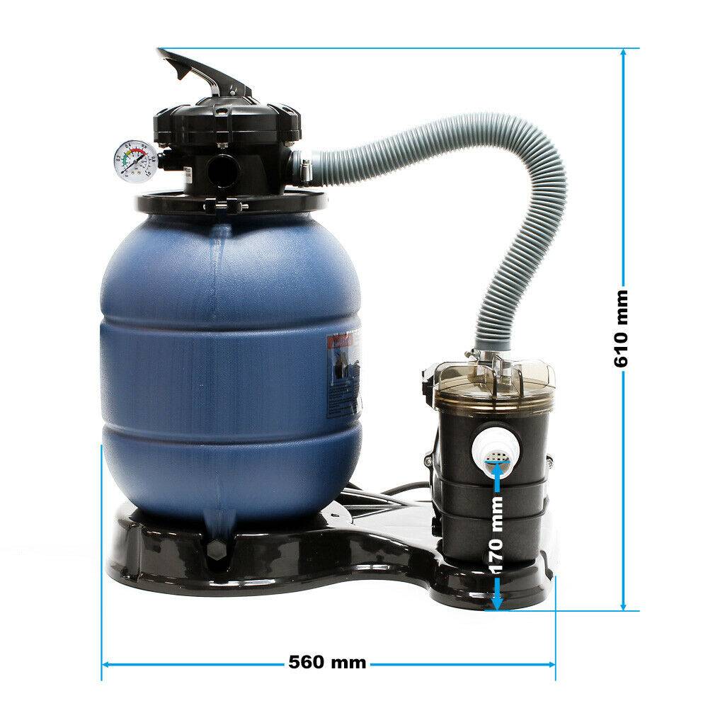 Helloshop26 - Filtre à sable système de filtration pompe de filtration pompe de piscine 6000 litres par heure - Imagen 3