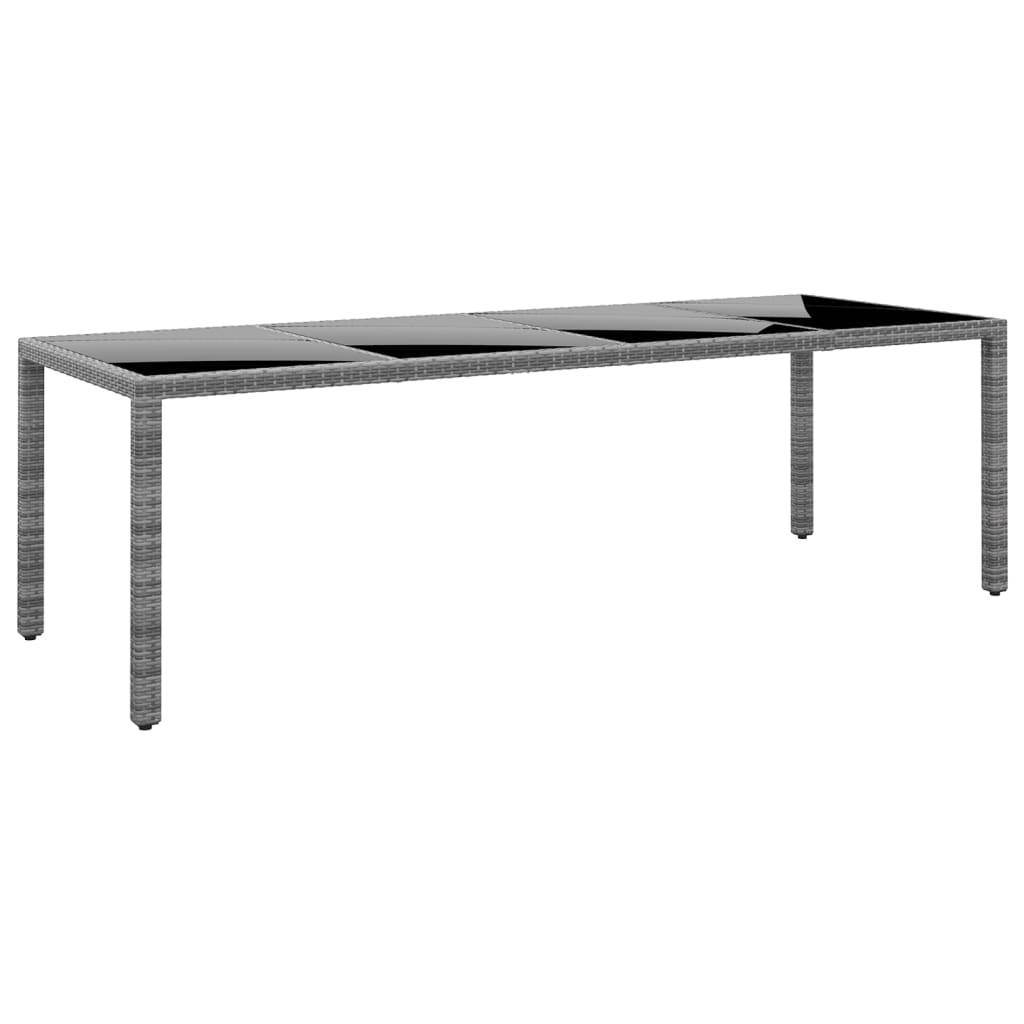 Grande Table de Jardin Rectangulaire 250 cm Grise en Résine Tressée et Verre Trempé pour 8-10 Personnes – ComfortXL Outdoor Living - Image 1