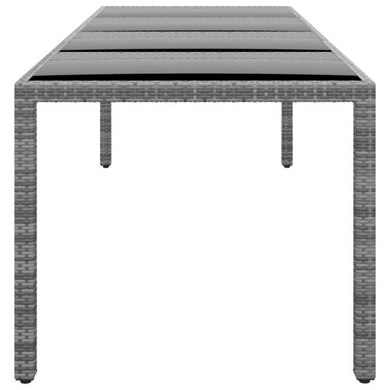Grande Table de Jardin Rectangulaire 250 cm Grise en Résine Tressée et Verre Trempé pour 8-10 Personnes – ComfortXL Outdoor Living - Image 3