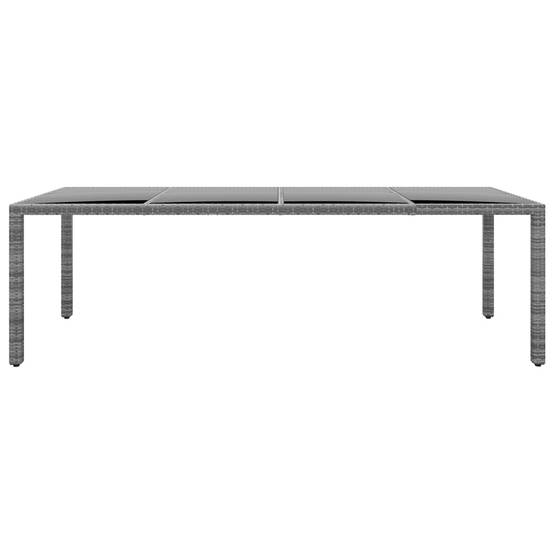 Grande Table de Jardin Rectangulaire 250 cm Grise en Résine Tressée et Verre Trempé pour 8-10 Personnes – ComfortXL Outdoor Living - Image 2