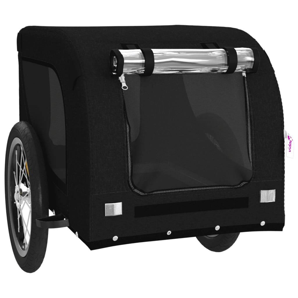 Remorque de vélo pour animaux tissu oxford et fer noir 124 x 65 x 66 cm - PANGIVO - Image 4