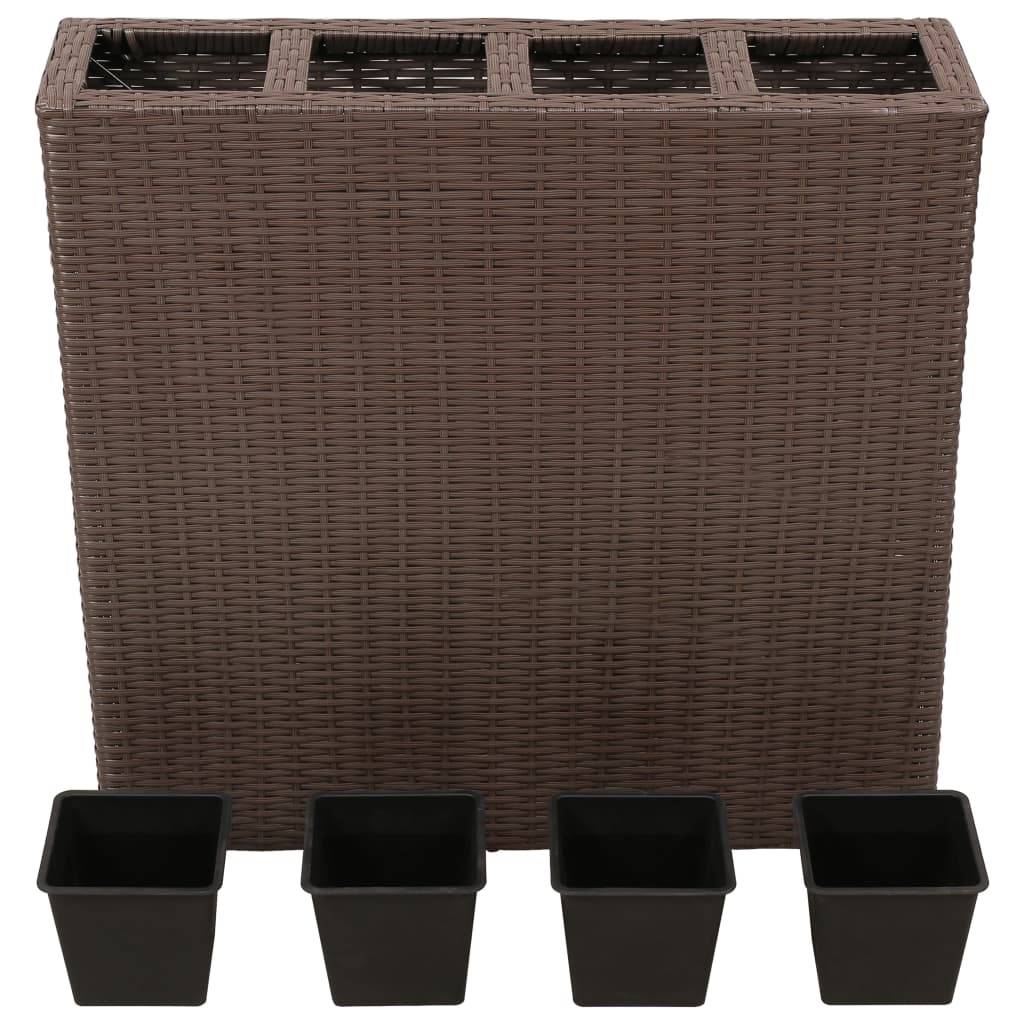 Helloshop26 - Jardinière lit surélevé plantes fleurs jardin avec 4 pots résine tressée marron - Imagen 2