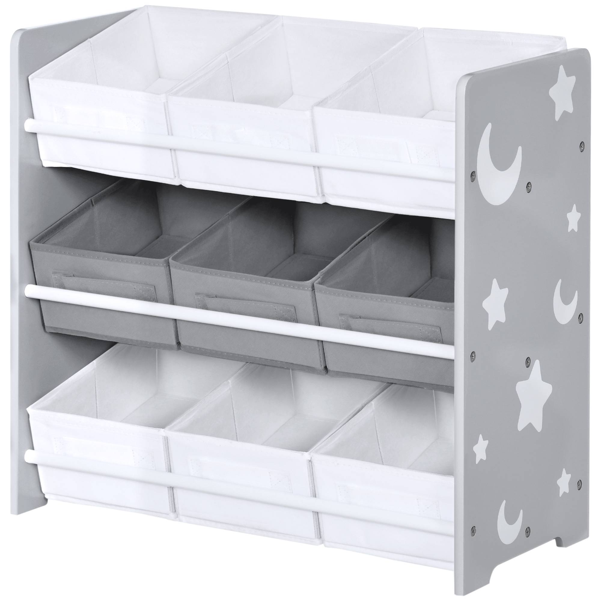 Organisateur de jouets avec 9 boîtes amovibles en tissu non tissé pour chambre d'enfant, 63 x 30 x 60 cm, gris - Image 2