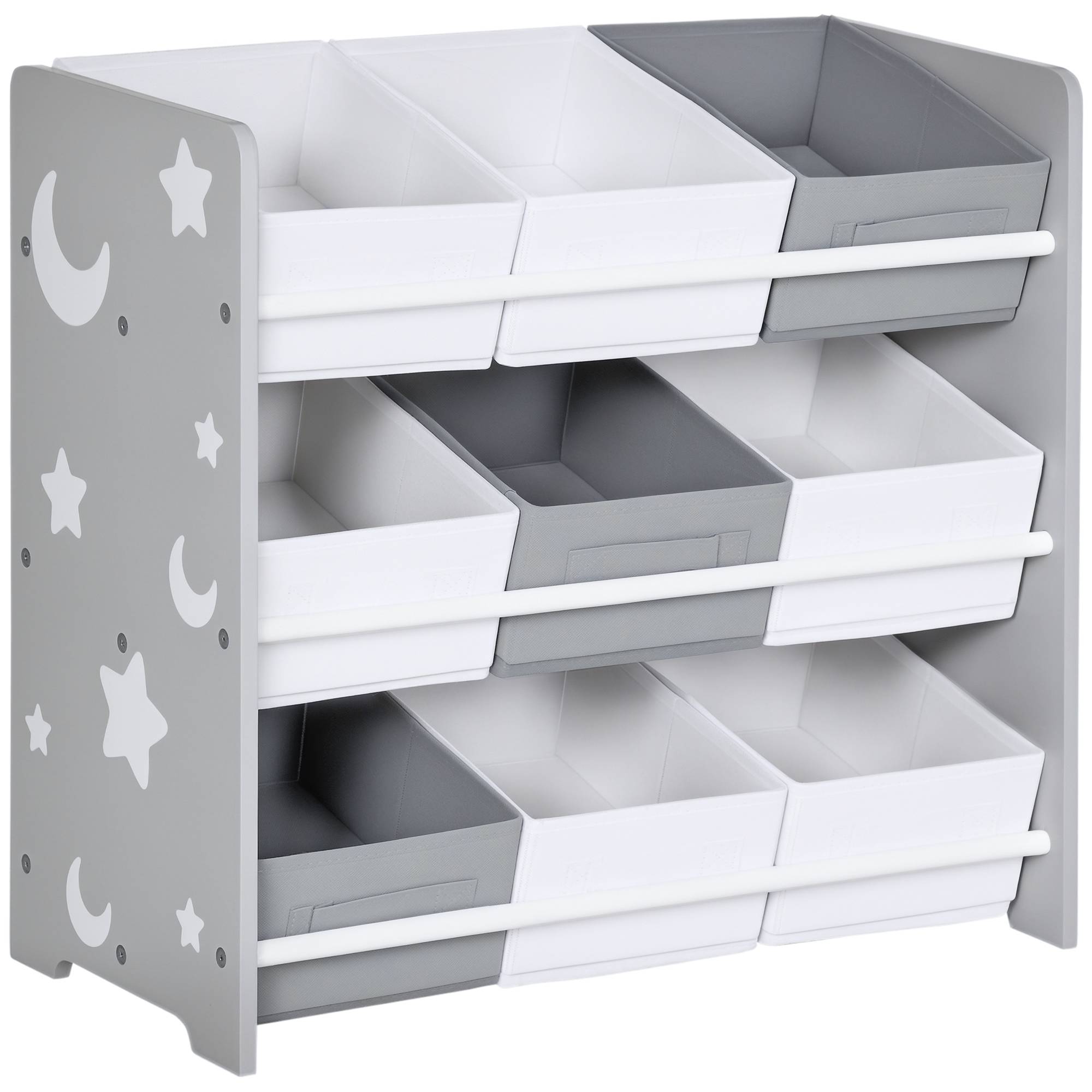 Organisateur de jouets avec 9 boîtes amovibles en tissu non tissé pour chambre d'enfant, 63 x 30 x 60 cm, gris - Image 1