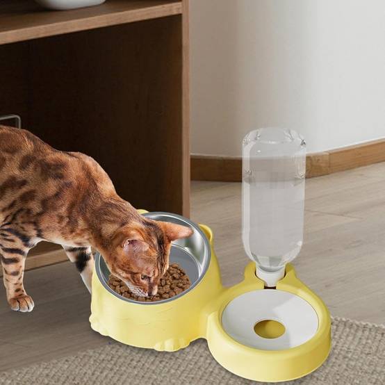 Gamelle chat inclinée + Distributeur eau automatique - Acier inoxydable - Grande capacité - Living123 - Image 4
