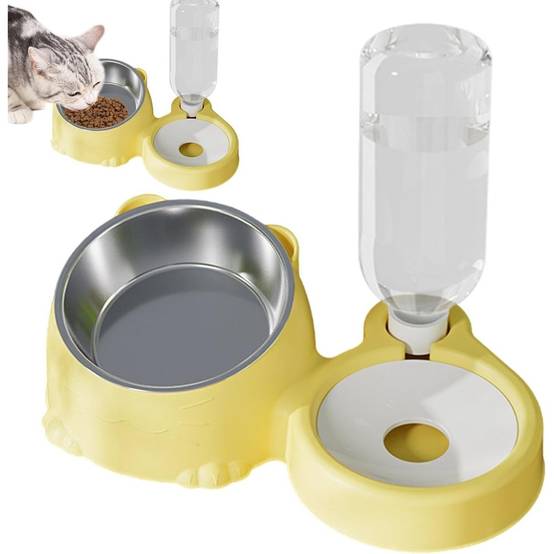 Gamelle chat inclinée + Distributeur eau automatique - Acier inoxydable - Grande capacité - Living123 - Image 7