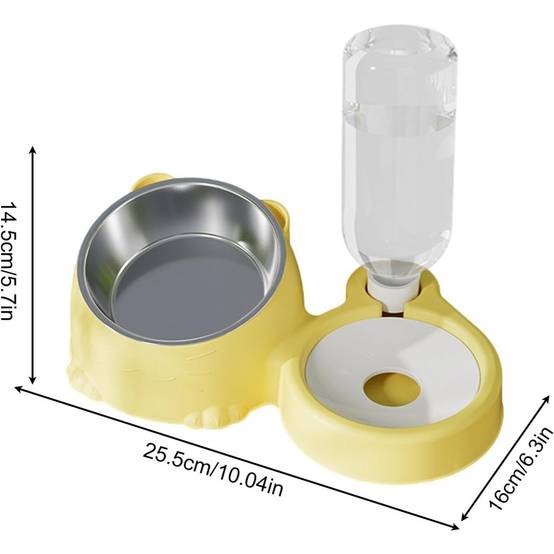 Gamelle chat inclinée + Distributeur eau automatique - Acier inoxydable - Grande capacité - Living123 - Image 2