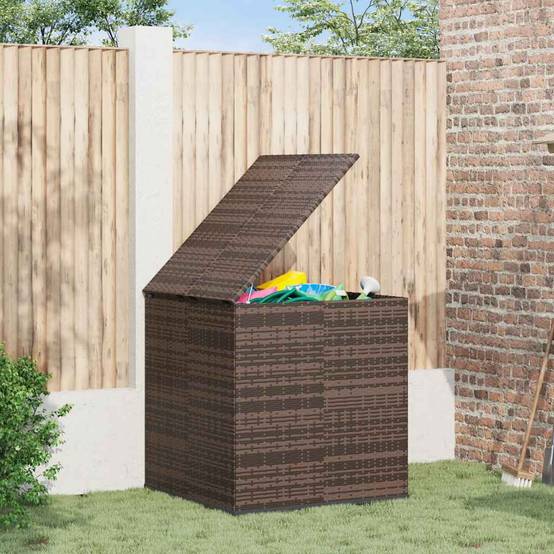 Grand Coffre à Coussins en Résine Tressée Marron Sac Étanche pour Terrasse 100x97.5x104 cm – ComfortXL Outdoor Living - Image 1