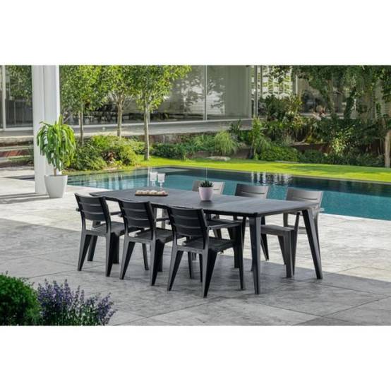 Table de jardin - rectangulaire - gris graphite - en résine - 8 a 10 personnes - Lima - Allibert by KETER - Image 3