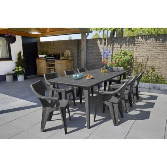 Table de jardin - rectangulaire - gris graphite - en résine - 8 a 10 personnes - Lima - Allibert by KETER - Image 2