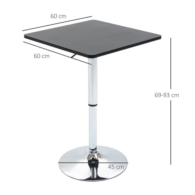 Table de bar bois métal cuisine et salon réglable pivotante 60x60cm noir - ComfortXL Outdoor Living - Image 3