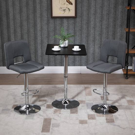 Table de bar bois métal cuisine et salon réglable pivotante 60x60cm noir - ComfortXL Outdoor Living - Image 1