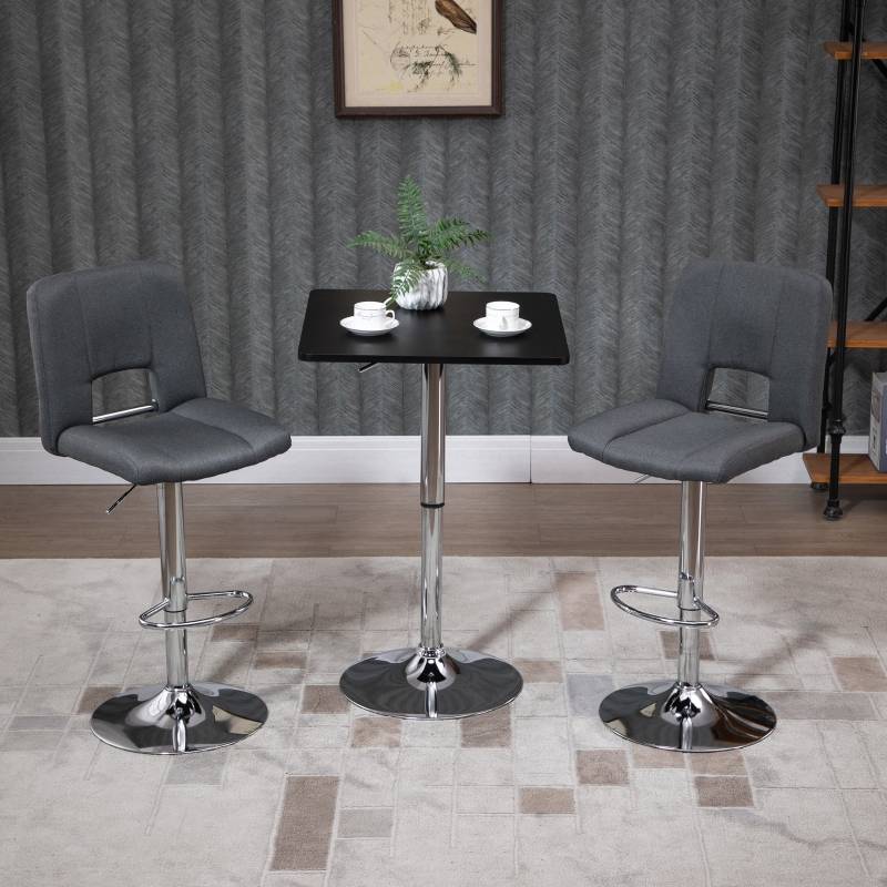 Table de bar bois métal cuisine et salon réglable pivotante 60x60cm noir - ComfortXL Outdoor Living - Image 1