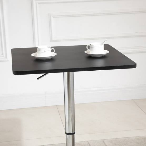 Table de bar bois métal cuisine et salon réglable pivotante 60x60cm noir - ComfortXL Outdoor Living - Image 7