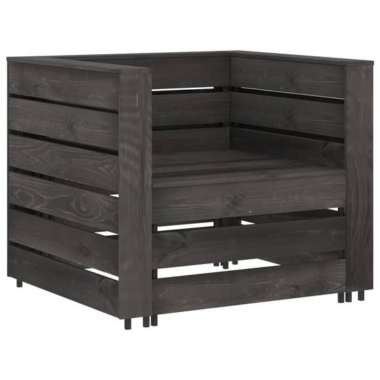 2 pcs Salon de jardin palette - Mobilier d'extérieur Bois de pin imprégné de gris - Image 1