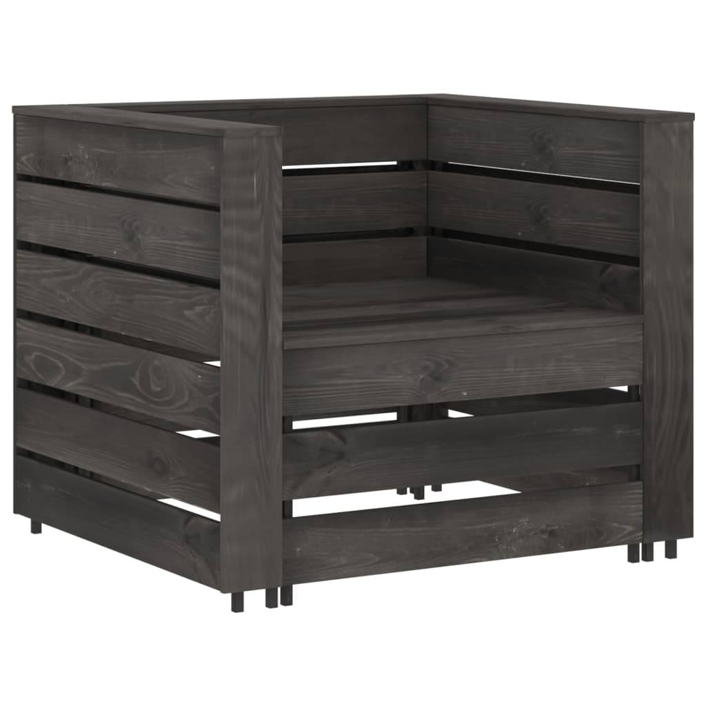 2 pcs Salon de jardin palette - Mobilier d'extérieur Bois de pin imprégné de gris - Image 1