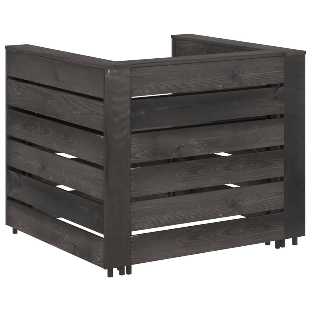 2 pcs Salon de jardin palette - Mobilier d'extérieur Bois de pin imprégné de gris - Image 4
