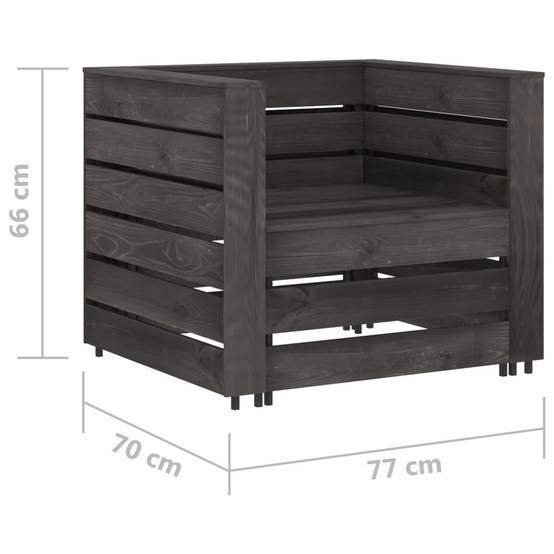 2 pcs Salon de jardin palette - Mobilier d'extérieur Bois de pin imprégné de gris - Image 7