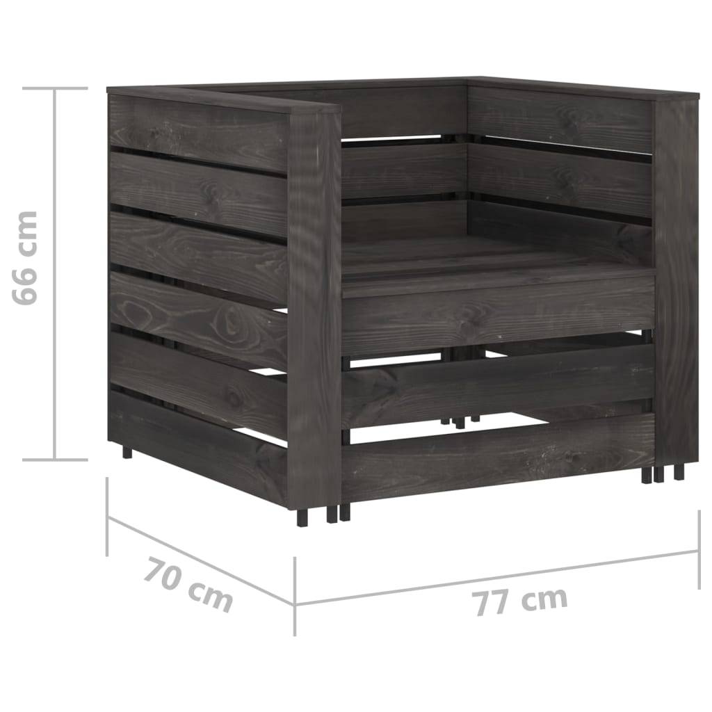 2 pcs Salon de jardin palette - Mobilier d'extérieur Bois de pin imprégné de gris - Image 7