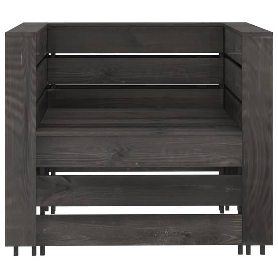 2 pcs Salon de jardin palette - Mobilier d'extérieur Bois de pin imprégné de gris - Image 3