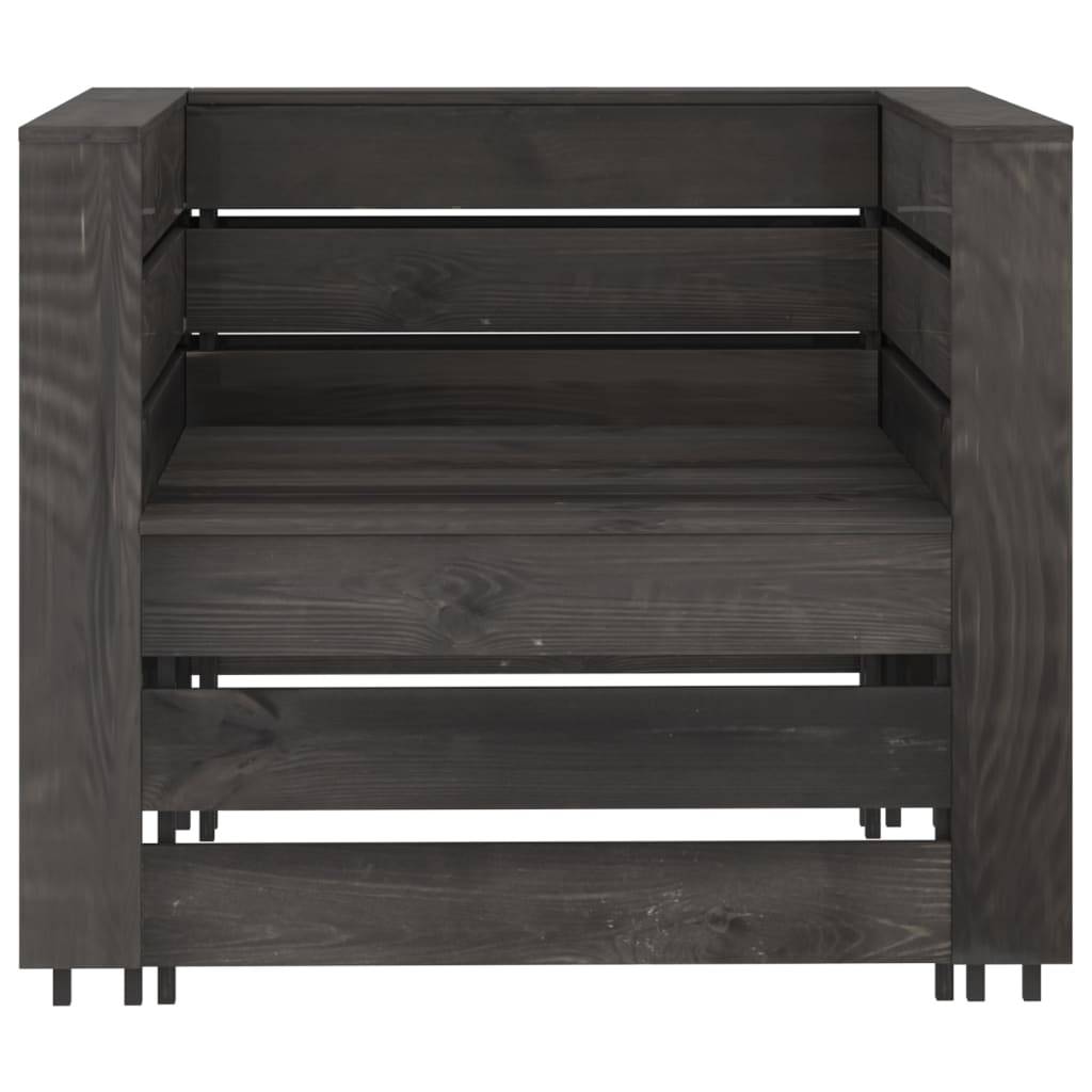 2 pcs Salon de jardin palette - Mobilier d'extérieur Bois de pin imprégné de gris - Image 3