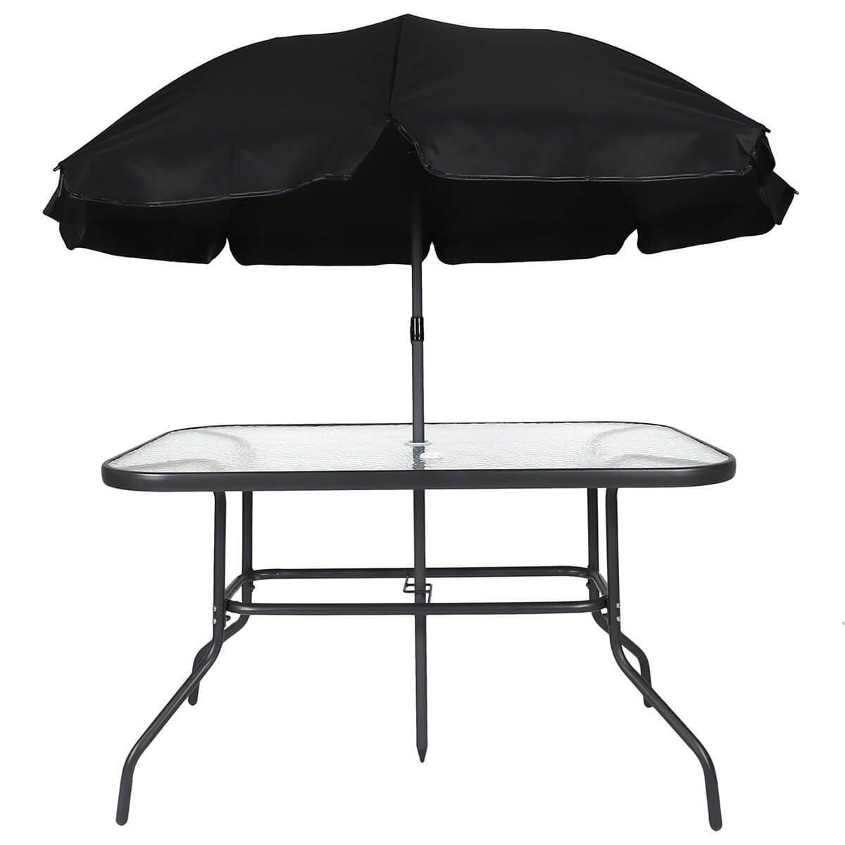ALTOBUY - Salon de Jardin Noir Table Métal et Verre trempé et 4 Fauteuils en Toile - GARDEL - Image 7