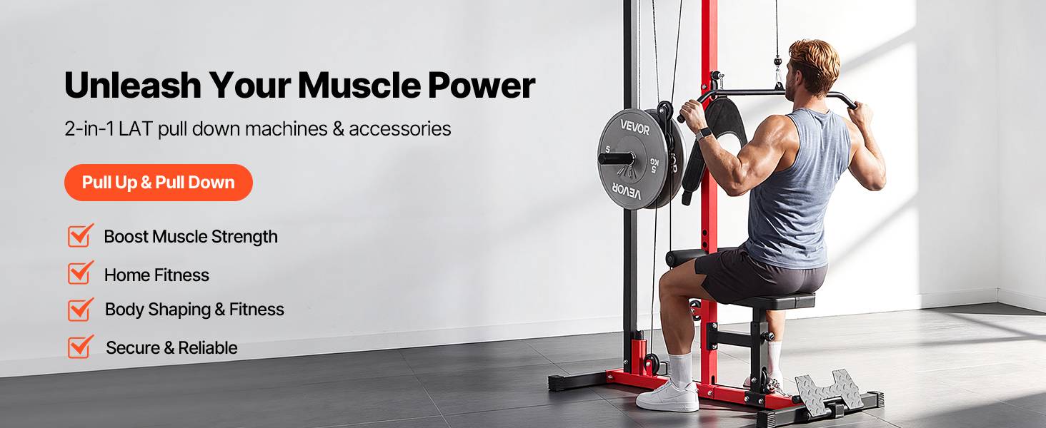 Vevor - VEVOR Station de musculation 3 en 1 - Poulie haute et basse, siège réglable, rouleau ajustable, charge max 181 kg - Image 9
