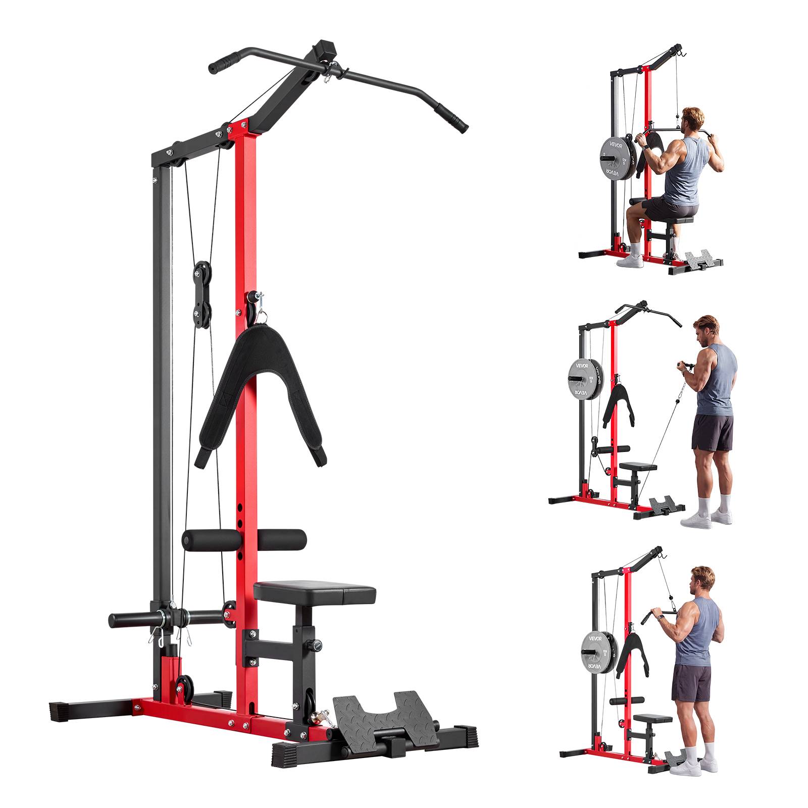 Vevor - VEVOR Station de musculation 3 en 1 - Poulie haute et basse, siège réglable, rouleau ajustable, charge max 181 kg - Image 1