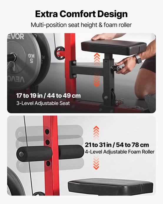 Vevor - VEVOR Station de musculation 3 en 1 - Poulie haute et basse, siège réglable, rouleau ajustable, charge max 181 kg - Image 5
