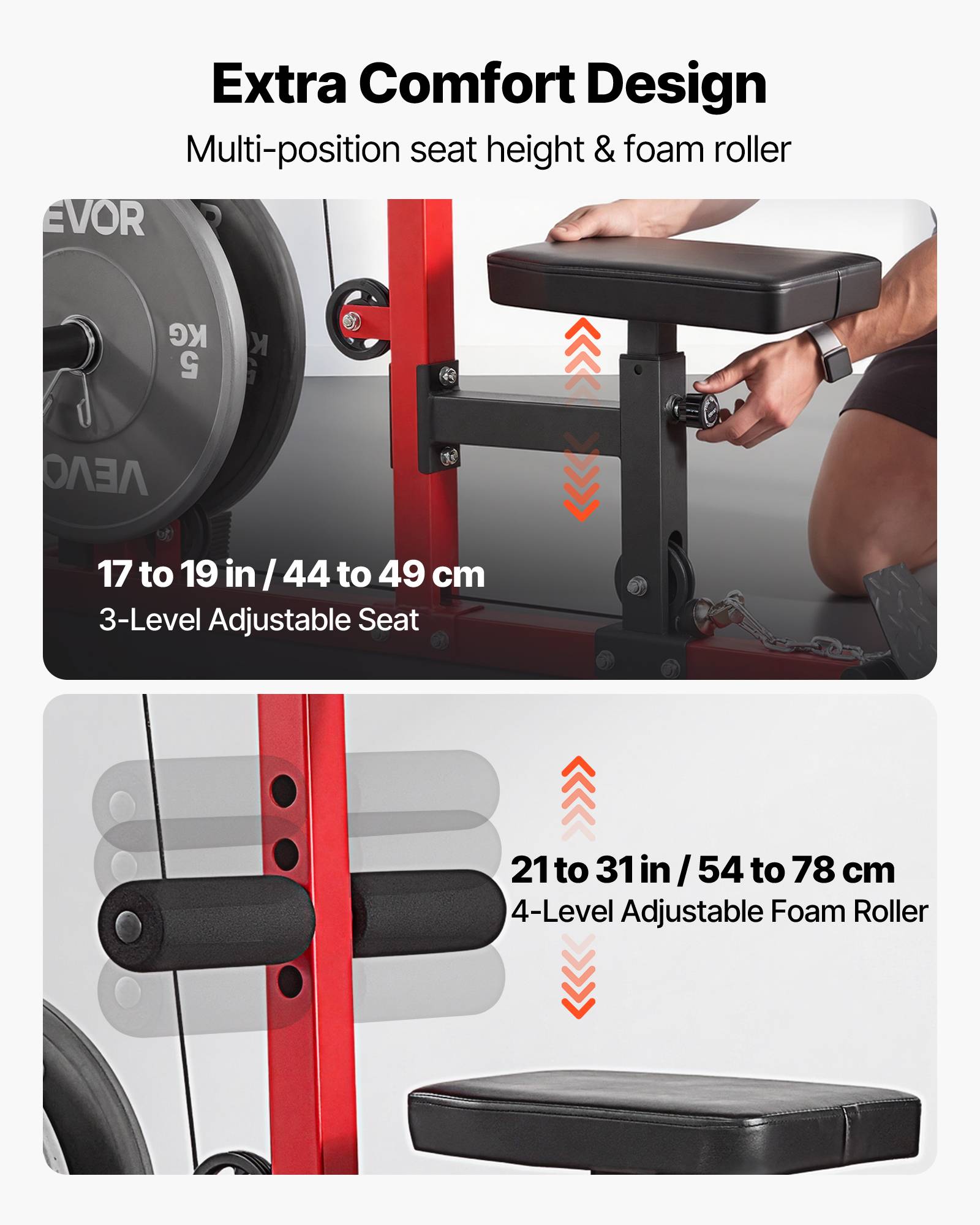 Vevor - VEVOR Station de musculation 3 en 1 - Poulie haute et basse, siège réglable, rouleau ajustable, charge max 181 kg - Image 5