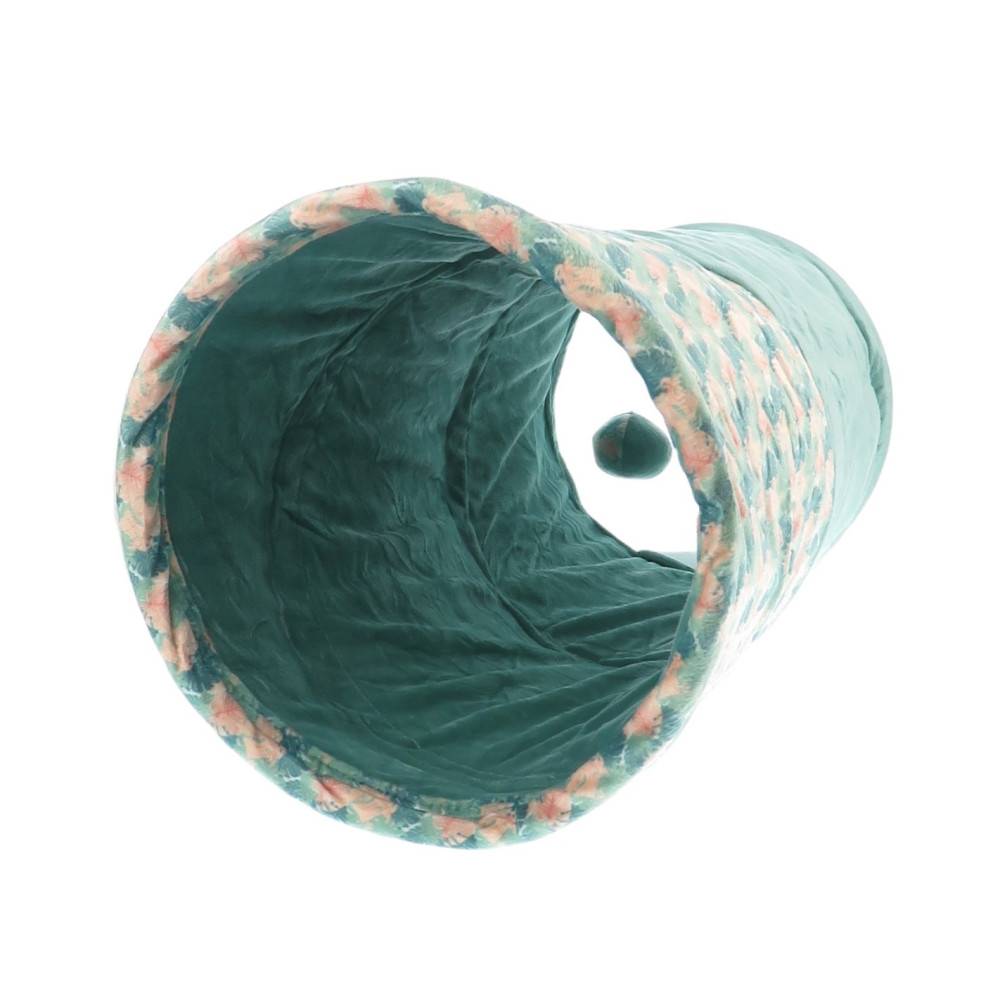 animallparadise - Tunnel bruissant tissu feuille vert , ø 23 x 50 cm, pour chat - Imagen 4