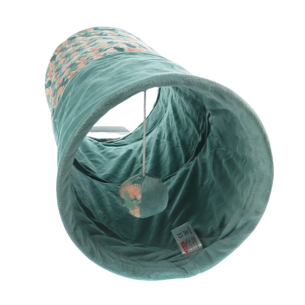 animallparadise - Tunnel bruissant tissu feuille vert , ø 23 x 50 cm, pour chat - Imagen 2