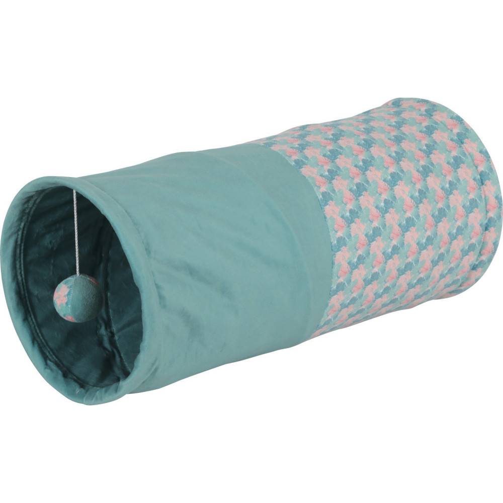 animallparadise - Tunnel bruissant tissu feuille vert , ø 23 x 50 cm, pour chat - Imagen 6