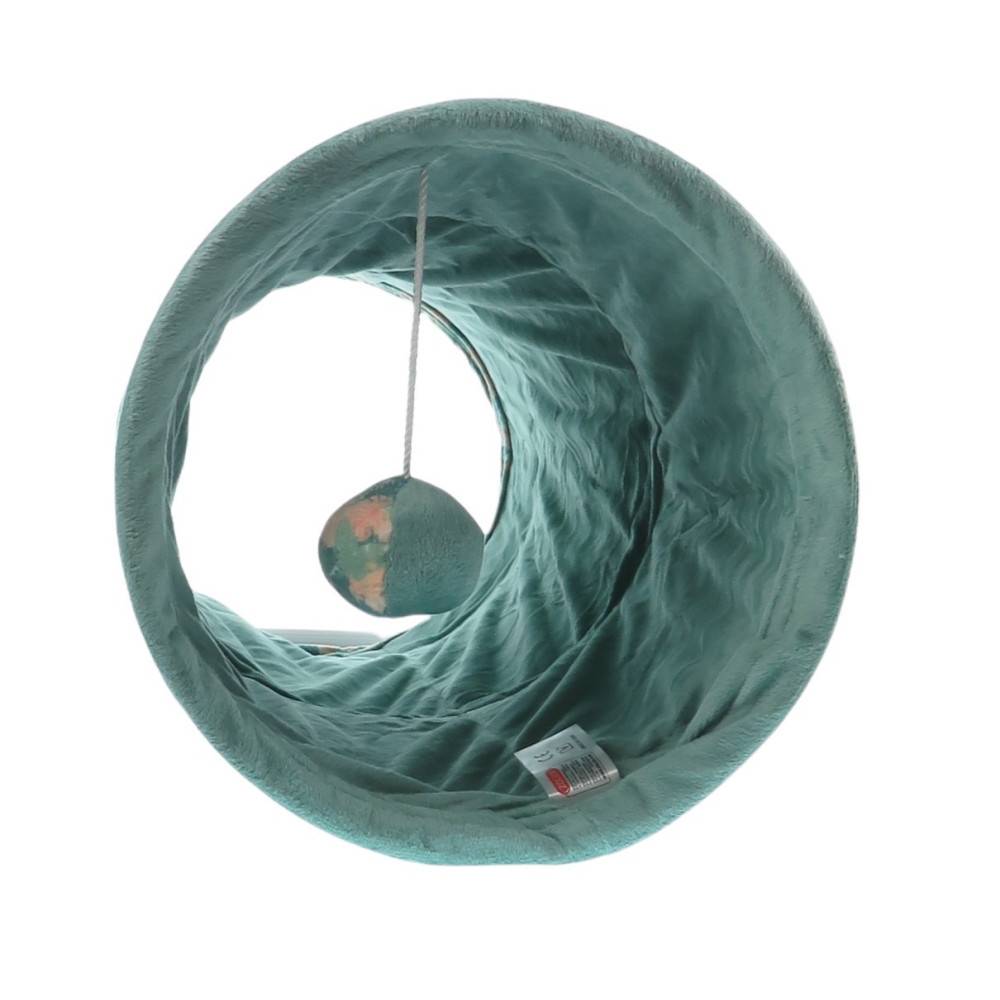 animallparadise - Tunnel bruissant tissu feuille vert , ø 23 x 50 cm, pour chat - Imagen 5