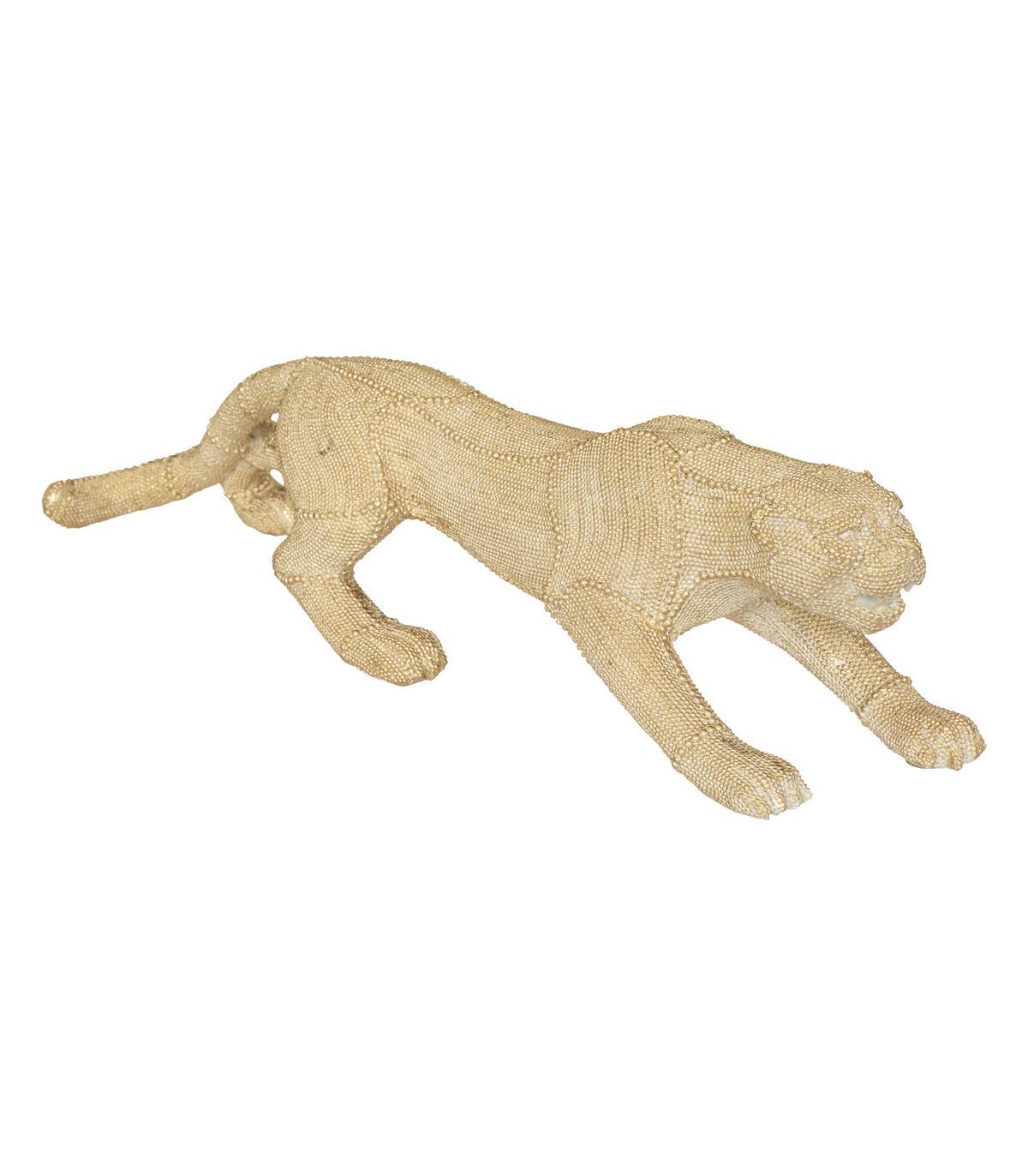 Objet déco Panthère en résine Dorée motifs en relief L 59 cm - Image 1