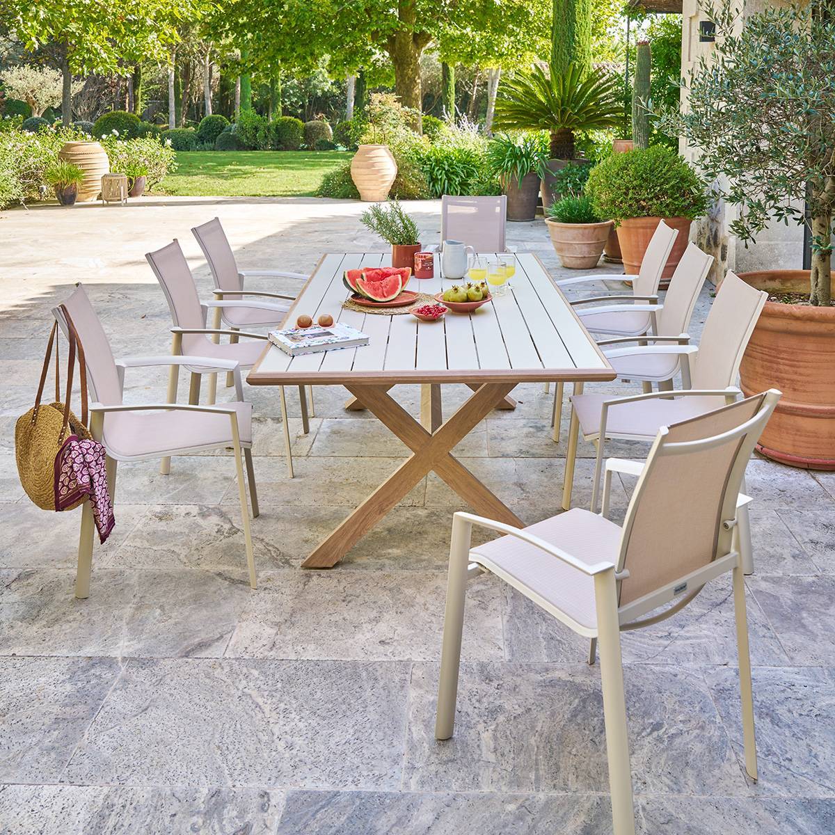 Hesperide - Table de jardin 8 places Axiome argile - Hespéride