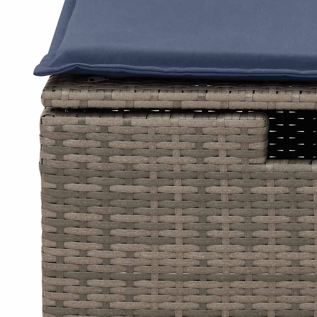 Petit Salon de Jardin Résine Tressée avec Coffres de Rangement et Pouf pour Balcon Gris 4 Places – ComfortXL Outdoor Living - Image 10