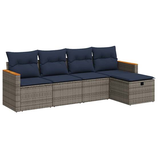 Petit Salon de Jardin Résine Tressée avec Coffres de Rangement et Pouf pour Balcon Gris 4 Places – ComfortXL Outdoor Living - Image 2