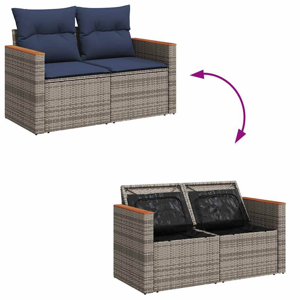 Petit Salon de Jardin Résine Tressée avec Coffres de Rangement et Pouf pour Balcon Gris 4 Places – ComfortXL Outdoor Living - Image 7