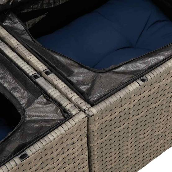 Petit Salon de Jardin Résine Tressée avec Coffres de Rangement et Pouf pour Balcon Gris 4 Places – ComfortXL Outdoor Living - Image 3