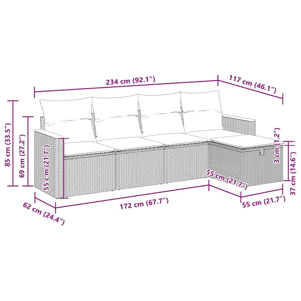 Petit Salon de Jardin Résine Tressée avec Coffres de Rangement et Pouf pour Balcon Gris 4 Places – ComfortXL Outdoor Living - Image 4