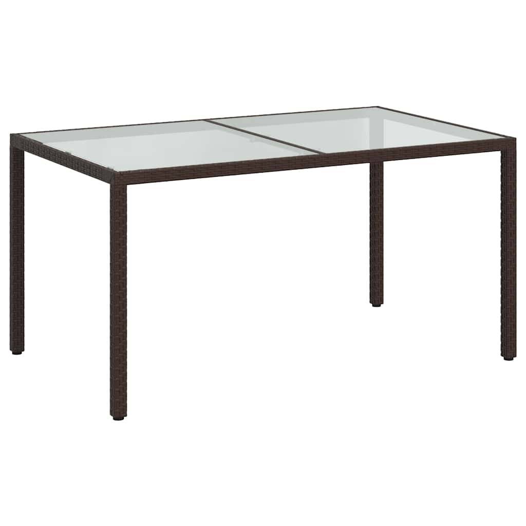 PANGIVO - Table de jardin résine tressée marron verre trempé 150 x 90 x 75 cm - PANGIVO - Image 2