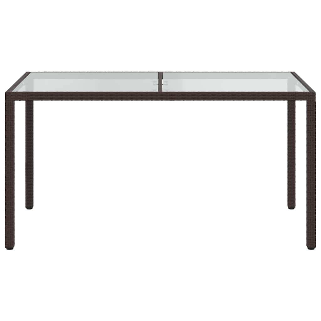 PANGIVO - Table de jardin résine tressée marron verre trempé 150 x 90 x 75 cm - PANGIVO - Image 3