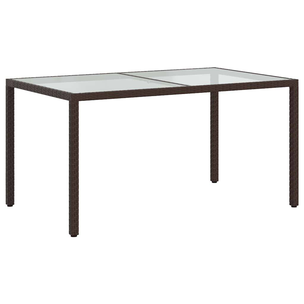 PANGIVO - Table de jardin résine tressée marron verre trempé 150 x 90 x 75 cm - PANGIVO - Image 5