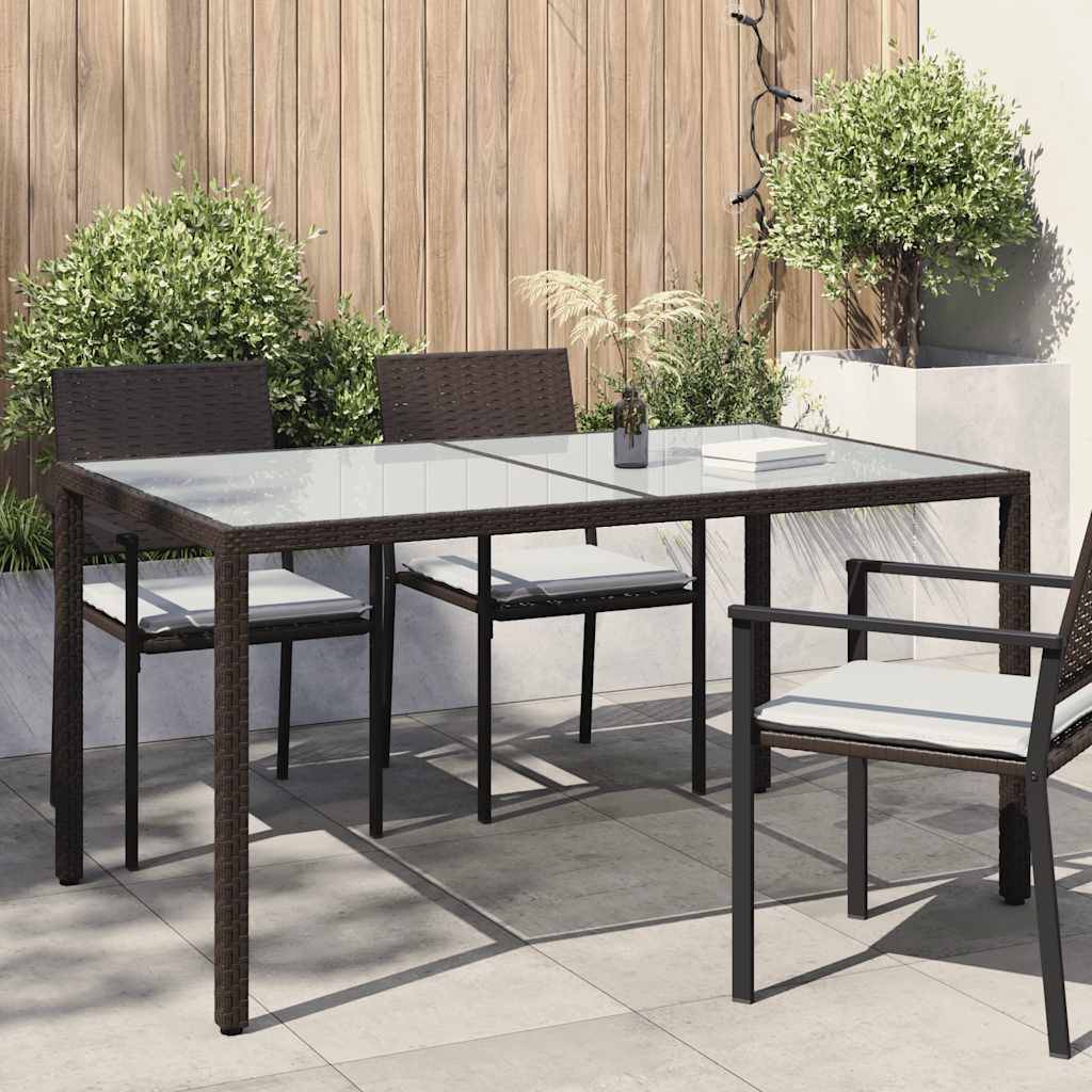PANGIVO - Table de jardin résine tressée marron verre trempé 150 x 90 x 75 cm - PANGIVO - Image 1