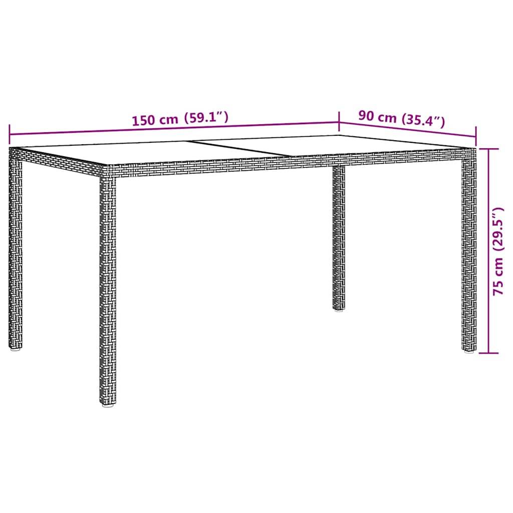 PANGIVO - Table de jardin résine tressée marron verre trempé 150 x 90 x 75 cm - PANGIVO - Image 7